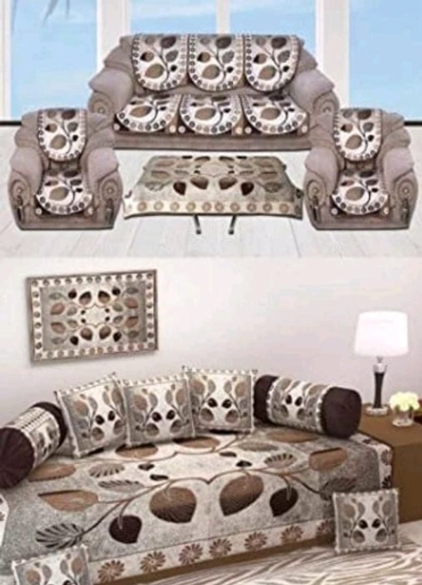 Combo Of Trendy Stylish Sofa Covers and Diwan Set with Table Cover - Free Size, Chenille, Multipack :1